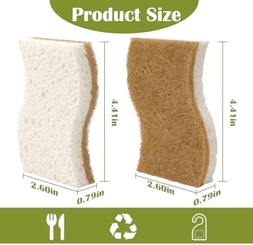 DEBETOOL 14 Pack Coconut Sponge with Cellulose, White - Image 2