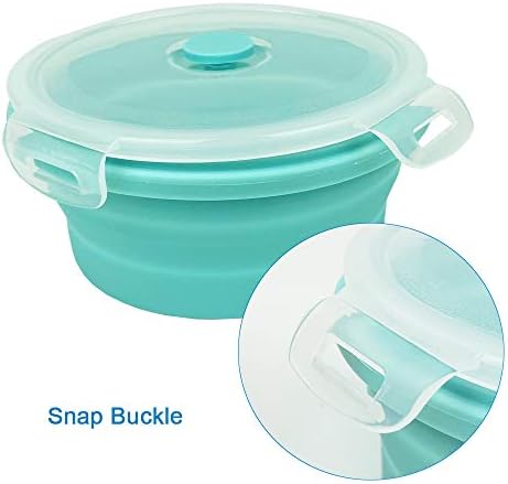 CARTINTS Small Collapsible Bowl Silicone Food Storage Containers Collapsible Camping Bowl for Travel Camping Hiking with Airtight Plastic Lids and 2Pack Silicone Dish Sponges- Blue, 500ml - Image 5