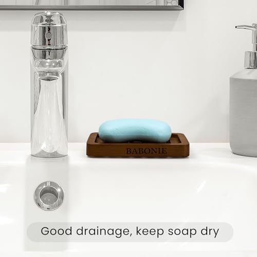 2 Pack FSC Bamboo Soap Dish, Slotted Self-Draining Bar Soap Holder - Image 4