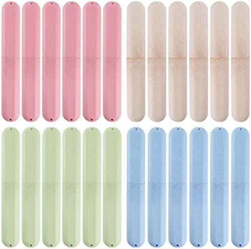 Hedume 28 Pack Travel Toothbrush Case, Portable Dust-proof Breathable Toothbrush Holder for Travel, Business, Home, Camping, School (4 Colors) by Hedume