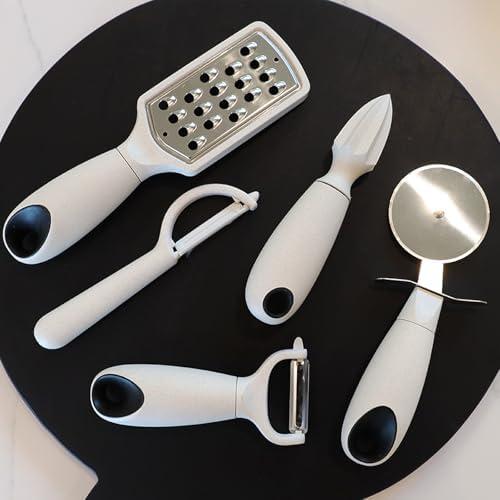 Beille 7pc Wheat Straw Complete Kitchen Utensils Set, Cream - Image 5
