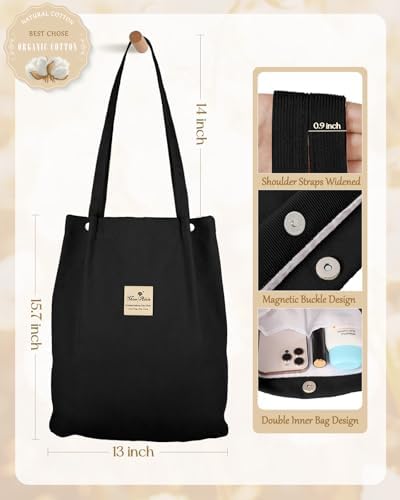 Miss Adola 2 Pack Corduroy Tote Bag with Pouch for Women - Image 4