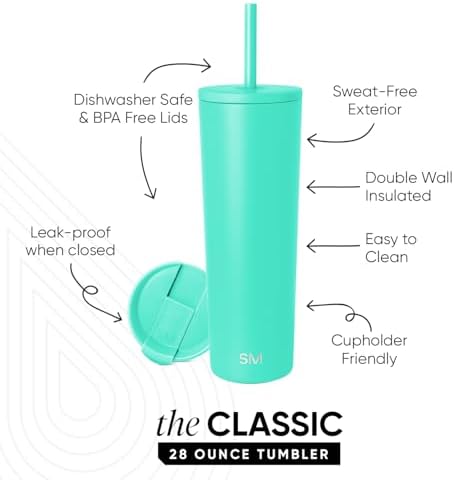 Simple Modern Iced Coffee Tumbler, Insulated | 28oz | Blue - Image 2