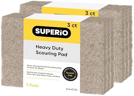 Natural Scouring Pad Non-Scratch Sisal Plant Based Scrubber Cleaning Scrub Pads, Eco-Friendly Reusable Kitchen Scrubbing Pad Pack of 6, by Superio by Superio