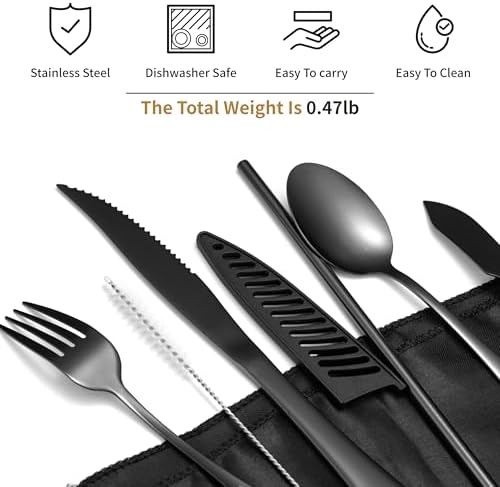 Camping Cutlery Set: Premium Portable Silverware Set with Case for Lunch Box, Travel, and Work Durable, Eco-Friendly, and Compact Utensils Including Fork, Spoon, and Knife for Adults on the Go - Image 3