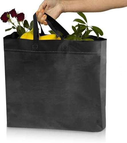 Simply Cool 200 Pack Reusable Grocery Bags, Medium Tote Bags Bulk, Black - Image 2