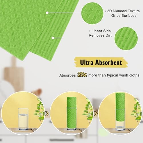 MoLKENE Swedish Dishcloths for Kitchen, 6 Pack Cellulose Sponge Cloths - Image 3
