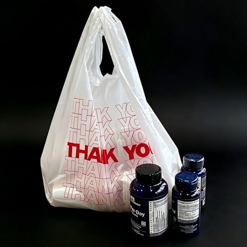 TashiBox Thank You plastic bags with handles(500 count),shopping,grocery T-shirt bags for small business,11.5" X 6.25" X 21", 15mic, 0.6 Mil by TashiBox