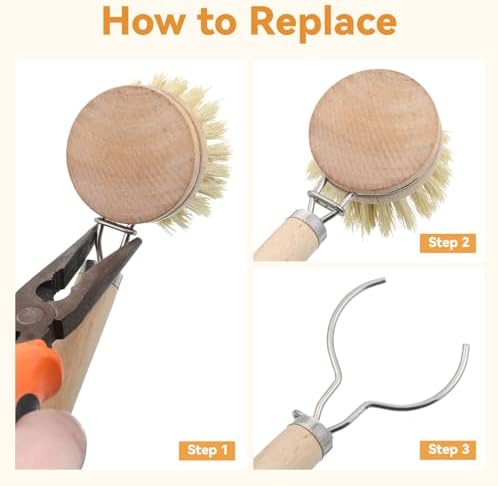 12pcs Dish Brush with Wooden Handle Natural Kitchen Brush Washing Scrubber - Image 3