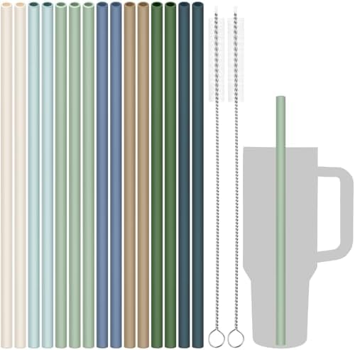 Tomorotec 15PCS Silicone Drinking Straws Fit for Stanley 40oz 30oz Tumbler by Tomorotec