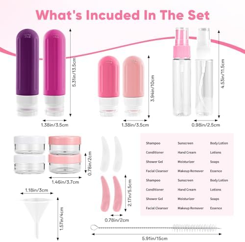 Landisun Travel Bottles for Toiletries 18Pack Travel Size Containers Toiletry Travel-Containers TSA Approved Leak Proof (Crimson) - Image 2