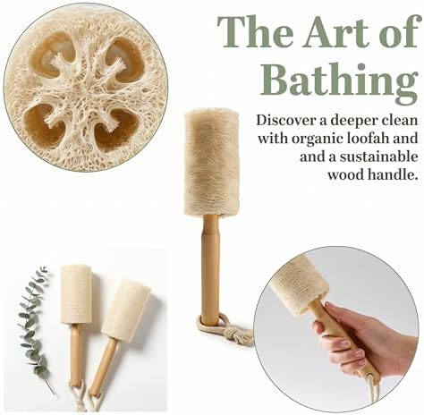 2 Pack Natural Loofah Dish Brushes with Wooden Handles - Image 3