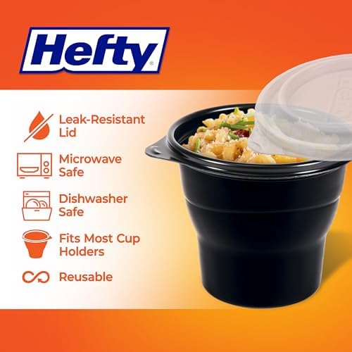 Hefty Multi-Purpose Plastic Cups with Lids, Black, 16oz, 4ct - Image 4