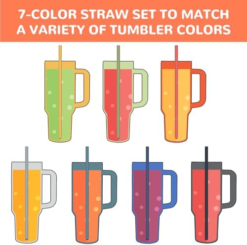 Tomorotec 7PCS Silicone Drinking Straws Fit for Stanley 40 oz 30 oz Tumbler - Image 6