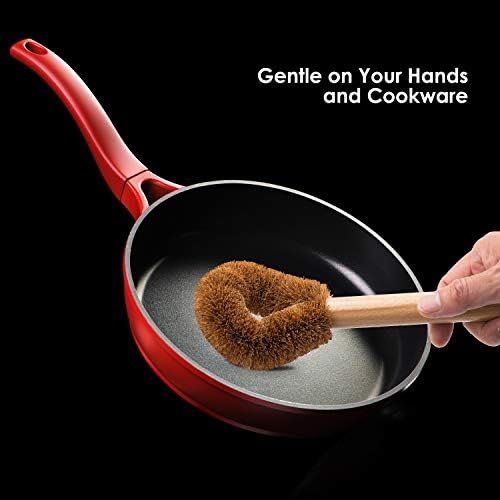 Eeghurt Dish Brush and Cup Brush with Handle,Eco-Friendly Kitchen Dish Scrub Brush for Dishes(Pot Dish Scrubber),Coconut Fiber Bristle with Wooden Handle,Dishwashing Brush with Handle for Pan - Image 6