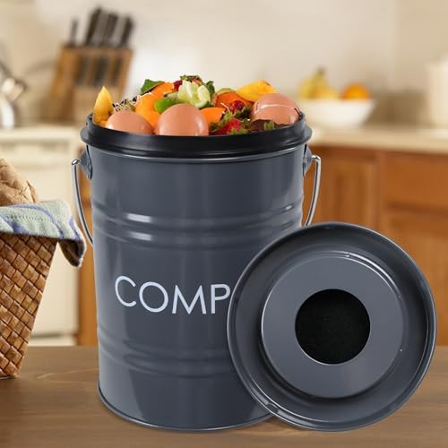 MUMTOP Compost Bin for Kitchen Countertop,1.3 Gal Metal Compost Container - Image 4