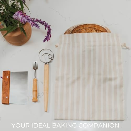 Beautiful Linen Bread Bag Set & Proofing Cover for Homemade Sourdough - Image 7