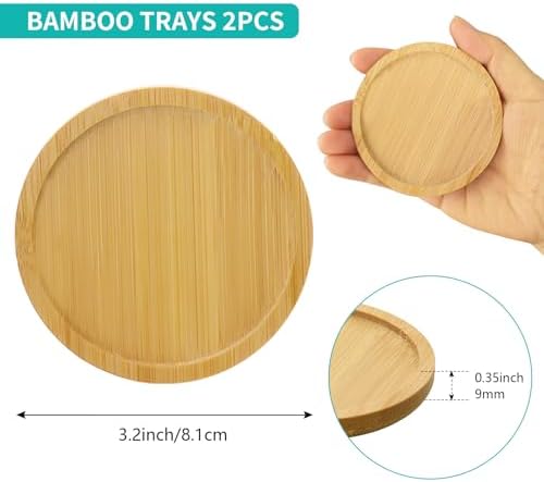 2Pcs Round Bamboo Soap Dispenser Tray, Bathroom Countertop Organizer (2) - Image 2