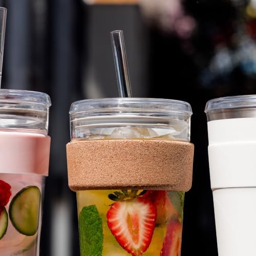 KeepCup Cold Cup - Brew Cork Tempered Glass Ice Coffee Tumbler with Recovered Cork Band, Lid and Straw - 12oz (340ml) - Image 6