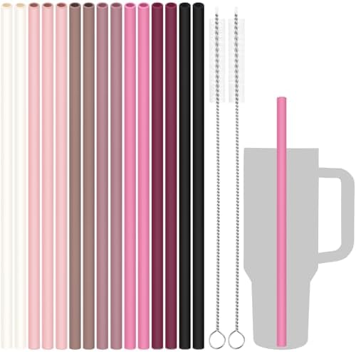 Tomorotec 15PCS Silicone Drinking Straws Fit for Stanley 40oz 30oz Tumbler by Tomorotec