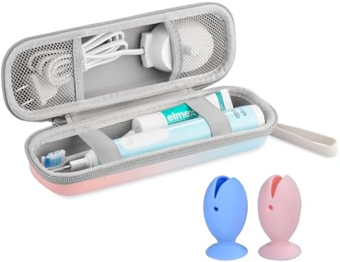 Toothbrush Travel Case for Oral B/Oral-B Pro 1000 1500 5000 7000 7500 9600/ Philips Sonicare 4100 5100 6100 5300 Electric Toothbrush, Portable Hard Protective Storage Bag (Gradient Case and 2 Caps) by TUNYINSH