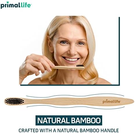 Primal Life Organics - Charcoal Toothbrush, Made with Charcoal & Bamboo, Biodegradable, BPA-Free, Perfect for Kids & Adults, Recyclable, Gently Massages Gums & Teeth, Zero Waste Toothbrush, (2-Pack) - Image 3