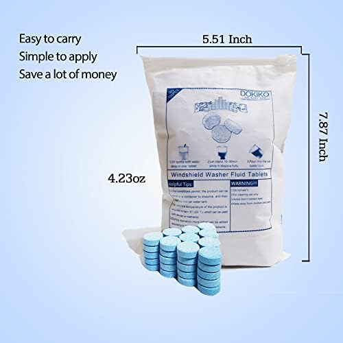 DOKIKO 50 Pcs Car Windshield Washer Fluid concentrate Tablets,Windshield Wiper Fluid,1 Pack Makes 52.5 Gallons,1 Piece Makes 1.05 Gallons(Winter: Use With De-icer or Methanol) - Image 2