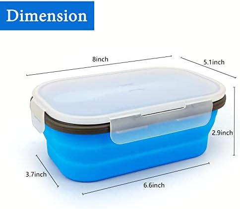 Collapsible Lunch Box Containers, Silicone Bento Box with Airtight Lid and 2 in1 Spoon & Fork, 1000ml Large Portion Reusable Silicone Food Storage Container, Microwave Dishwasher Safe - Image 2