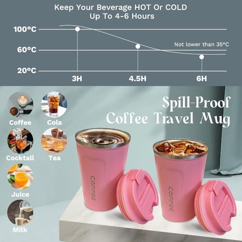 Insulated Travel Coffee Mug, Stainless Steel Coffee Cup with Leakproof Lid - Image 3