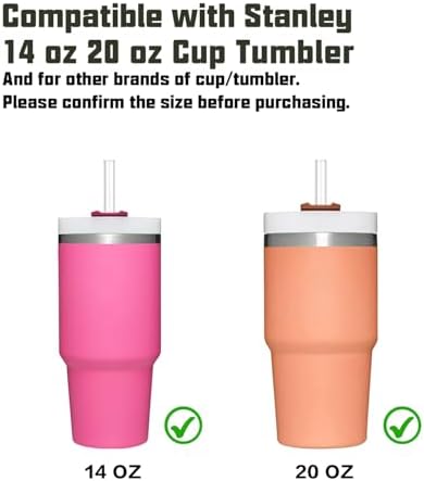 Replacement Straw Compatible with Stanley 14 oz 20 oz Cup Tumbler, 6 Pack Reusable Straw with Cleaning Brush, Plastic, Clear - Image 3