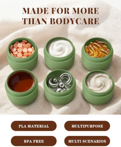 Lotour PLA Travel Toiletry Containers, Jars, Matcha Green 6 Pack 1oz & 2oz - Image 3