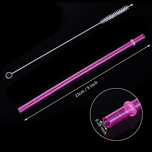 50 Pcs Reusable Glitter Straws 9 in 6 Colors Clear Plastic Drinking Straw - Image 3