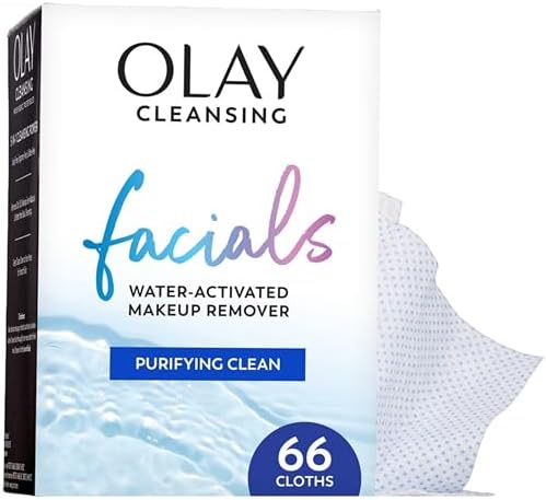 Olay Makeup Remover Wipes, Daily Facials Deep Clean Face Cleanser for Normal to Oily Skin, Alcohol & Fragrance Free, Soft Face Wash Towels, Travel Essentials for Women, Convenient Dry Cloths, 66 ct by Olay