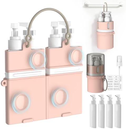 YOTIME 4 in 1 Travel Dispenser Bottle, Refillable Toiletries Container Set by YOTIME