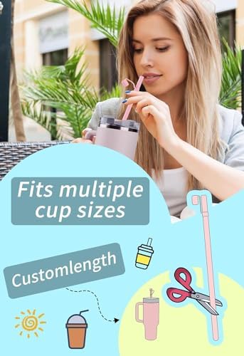 Doboli 12 Pack Replacement 12&13 inch Long Silicone Straw With Straw Cover,Compatible with Stanley 40 oz 30 oz Cup Tumbler, Reusable Straws with Cleaning Brush,for Stanley Tumbler Accessorie - Image 6