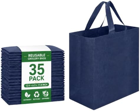 Reusable Grocery Bags 12.6 * 6.3 * 11.8 in - Non Woven Totes Bag with Reinforced Handles, Shopping Bags Bulk by Unknown