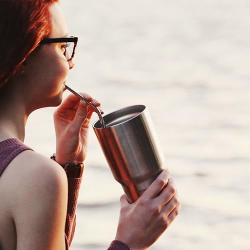 Set of 10 Stainless Steel Straws, HuaQi Bent Reusable Drinking Straws 10.5'' Long 0.24‘’ Dia for 30 oz Tumbler and 20 oz Tumbler, 2 Cleaning Brush Included (10 Bent Staw + 2 Brushes） - Image 5