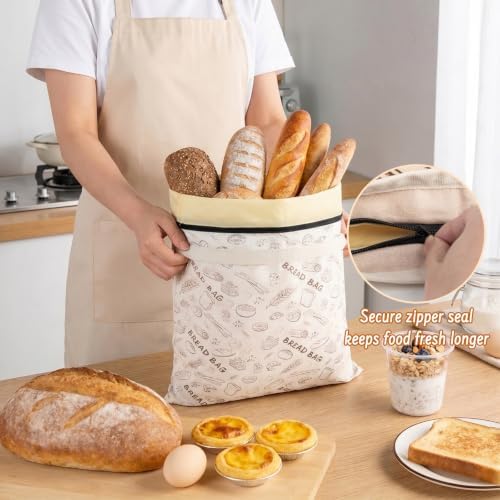 2-Pack Reusable Beeswax Bread Bags for Sourdough & HomemadeBread with Zipper, 16.5 x 13 inch bread bags for Food Storage - Image 3