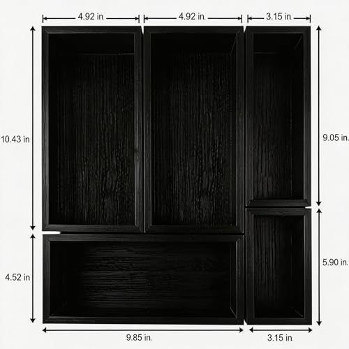 bamboo drawer organizer Set,expandable drawer dividers,wooden storage organizers,drawer organizers for kitchen, bathroom,flatware,Tea Bag Organizer (1 X 5PCS Black) - Image 6