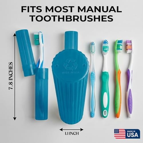 American Comb Toothbrush Holder - Blue, Made in USA, with Ventilation Holes, for Toothbrush Covers, Toothbrush Holder, Toothbrush Soft, Durable Design, Hygienic Bathroom Accessory - Image 2