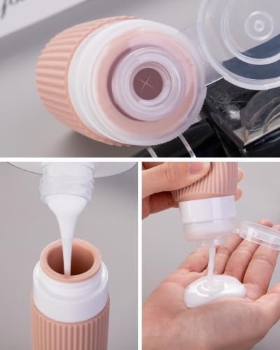 Mrsdry Travel Bottles for Toiletries 8 Pack, Tsa Approved Travel Size Toiletries 3 oz, Travel Containers for Toiletries, with Clear Bag, Leak Proof Silicone Squeezable Travel Essentials Creams Jars - Image 2