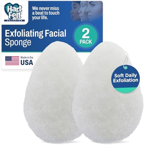 HartFelt 2ct Tear Drop Face Scrubber for Women | Reusable Facial Sponges for Daily Cleansing | Facial Exfoliating Pads for Removing Dead Skin, Dirt & Makeup | Made in USA by HartFelt