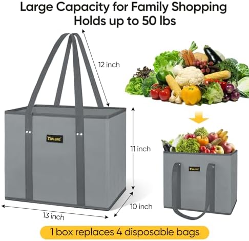 BALEINE 3PK Reusable Grocery Bags, Heavy Duty Shopping Tote Bag - Image 3