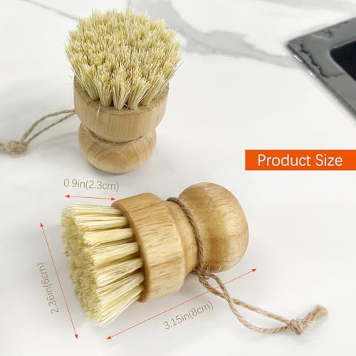 2pcs Wooden Dish Scrub Brushes for Kitchen, Eco-Friendly Cleaning Scrubbers, Natural Sisal Bristles for Dishes and Washing Cast Iron Pans - Image 6