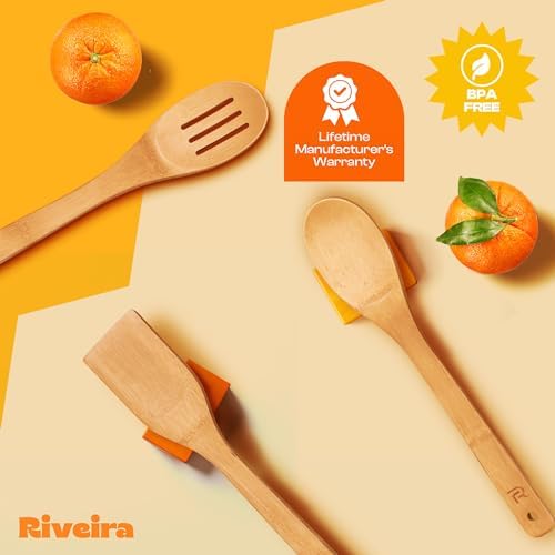 Riveira Bamboo Wooden Spoons for Cooking 3-Piece, Apartment Essentials Wood Spatula Spoon Nonstick Kitchen Utensil Set Premium Quality Housewarming Gifts for Everyday Use - Image 6