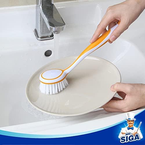 MR.SIGA Round Dish Brush with Suction Cup, Pack of 3 - Image 5