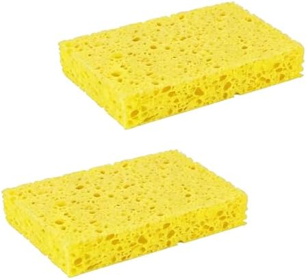 Multi-Use Cellulose Kitchen Sponges Compressed Cellulose Sponges, Non-Scratch, Dish Sponge for Kitchen Bathroom Cars, Funny Cut-Outs DIY (2, Light Yellow) by Unknown