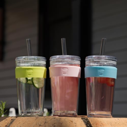 KeepCup Cold Cup - Longplay Double wall Glass Ice Coffee Tumbler with Lid and Straw - 16oz (454ml) - Cloud - Image 7
