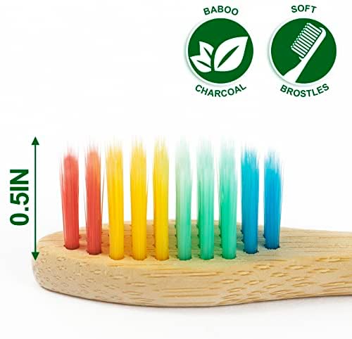 Bamboo Toothbrushes 10 Pack, Soft Bristle Toothbrush Multicolored Bristles - Image 2