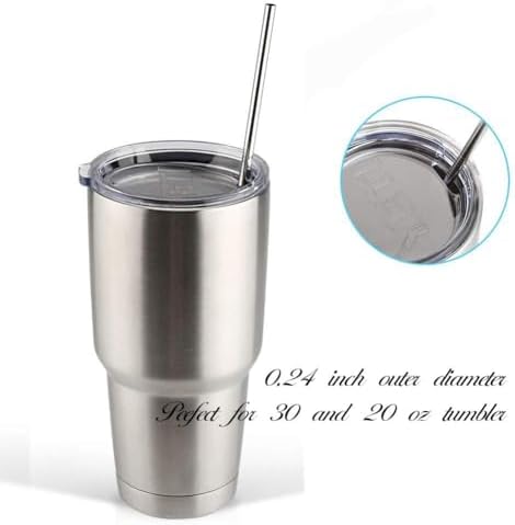 Set of 10 Stainless Steel Straws, HuaQi Straight Reusable Drinking Straws 10.5'' Long 0.24‘’ Dia for 30 oz Tumbler and 20 oz Tumbler, 2 Cleaning Brush Included (10 Straight Straw + 2 Brushes） - Image 3
